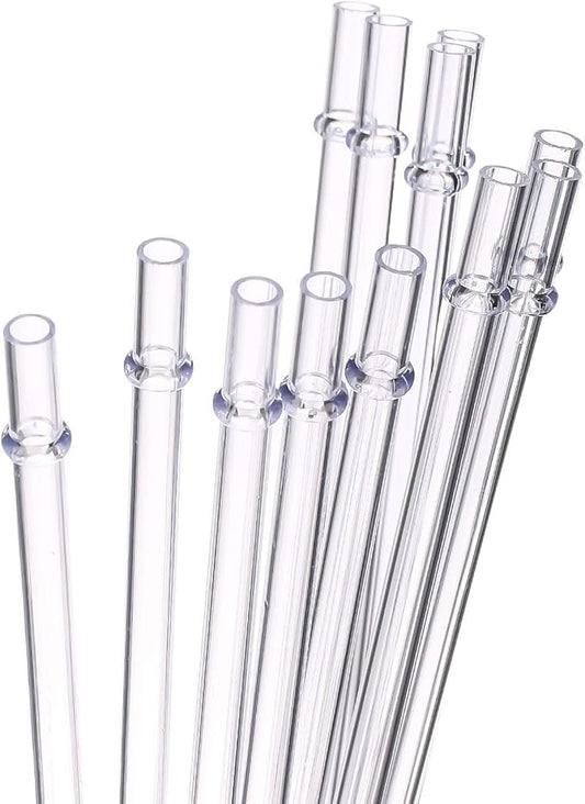 Dakoufish 6 Inch Reusable Thick Plastic Clear Drinking Straws for Short Mini 6oz-8oz Mason Jar Tumblers,Set of 12 Pcs Straws with Cleaning Brush (6inch