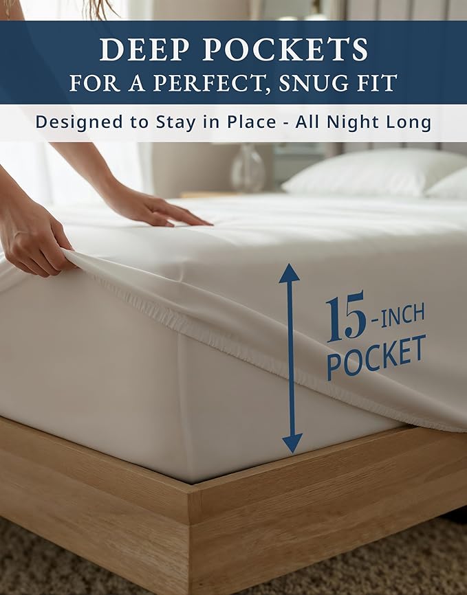 LANE LINEN 100% Egyptian Cotton Split King Bed Sheets for Adjustable Beds Soft & Comfy Luxury Hotel Style Thick Split King Sheet Set - 1000 Thread Count, Fully Elasticized Reinforsed Seams - White
