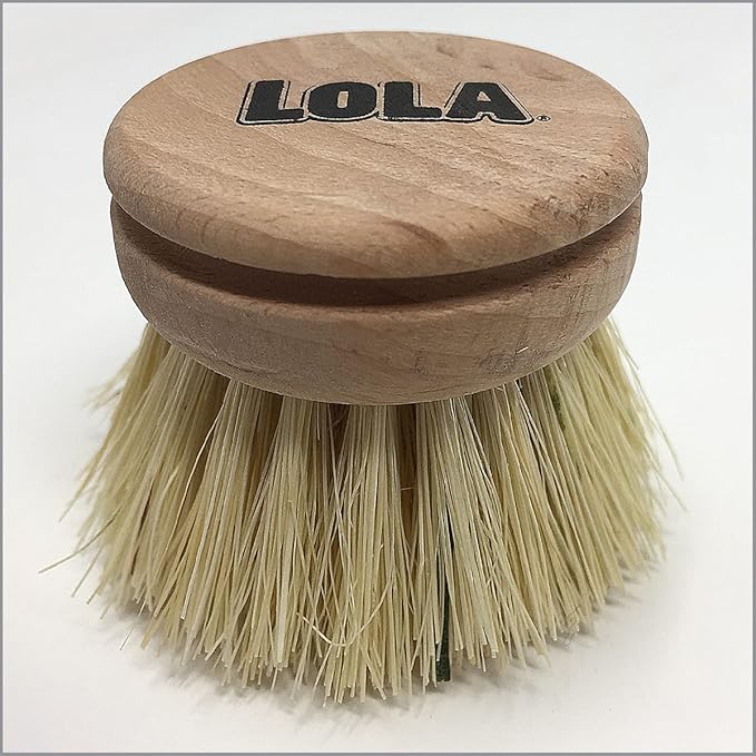 LOLA Replacement Head for The Original Tampico Vegetable & Dish Brush, 1.75" Head, Birchwood & Poly Bristles, Reusable & Washable, 1 Count