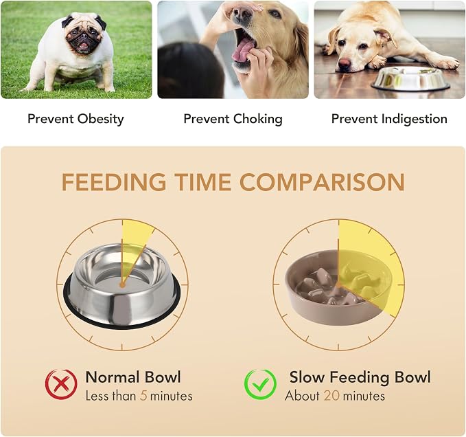 Havniva Ceramic Slow Feeder Dog Bowls, 1.2 Cups Dog Bowl Slow Feeding for Small and Medium Breed, 7.3inch Puzzle Dog Food Bowl Slow Feeder Non-Slip Anti-Gulping and Anti-Choking Reduces Bloating