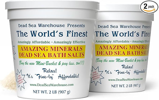 Dead Sea Warehouse - Dead Sea Salts for Soaking - 100% Dead Sea Mineral Bath Salts - Great for Soothing Muscles Aches, Relaxation, Alleviate Skin Issues - Unscented - 2 lbs - (2 Pack)