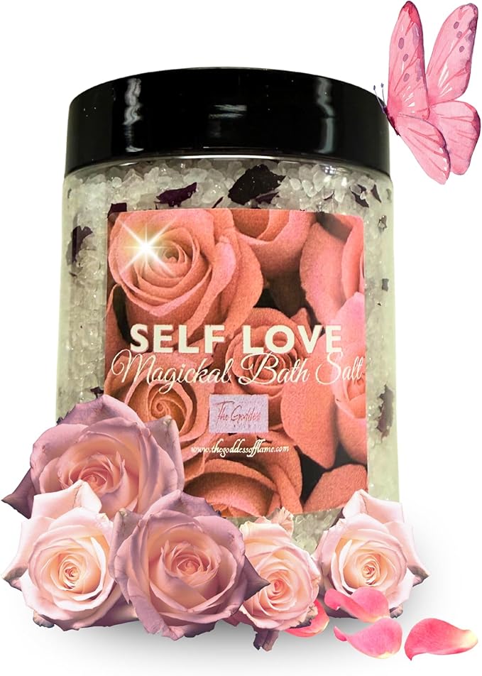 Self Love Bath Salts – Dead Sea Salt Bath Soak for Relaxation, Self Care, Spiritual Cleansing & Ritual Use 12oz
