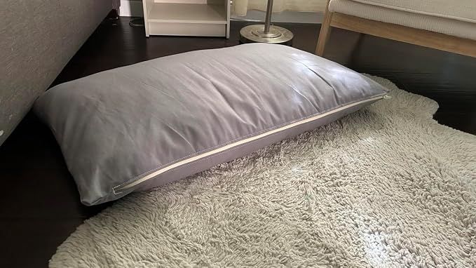 Natural Cotton Canvas Dog Bed – Raw Cotton Filled Pet Cushion Insert, Breathable Eco-Friendly Dog Mattress, Durable Washable Cover with Zipper (Blue Gray, X Large 53"x36"x5")