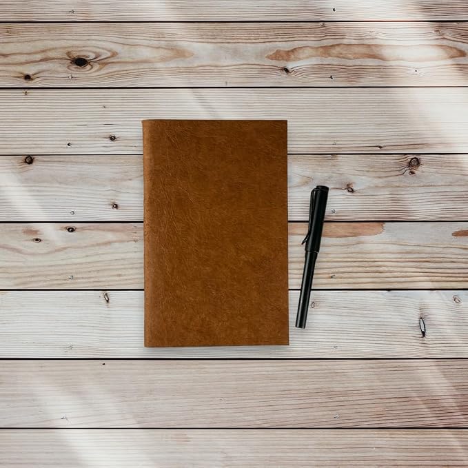 Nepali Companion Notebook with Handmade Paper and Vegetable-Dyed Cover, Vintage 5.5x8.5 inch Composition Notebook for Office, School, and Home, Handcrafted in Nepal (Medium, Terra Cotta)
