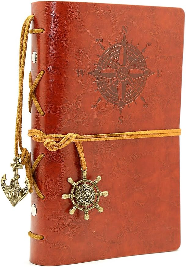 EvZ 7-Inch Refillable A6 Binder Notebook - Premium Vegan Leather Personal Planner, Eco-Friendly Journal with 6-Ring Loose-Leaf System for Writing, Business, and Creative Sketches, Red Brown