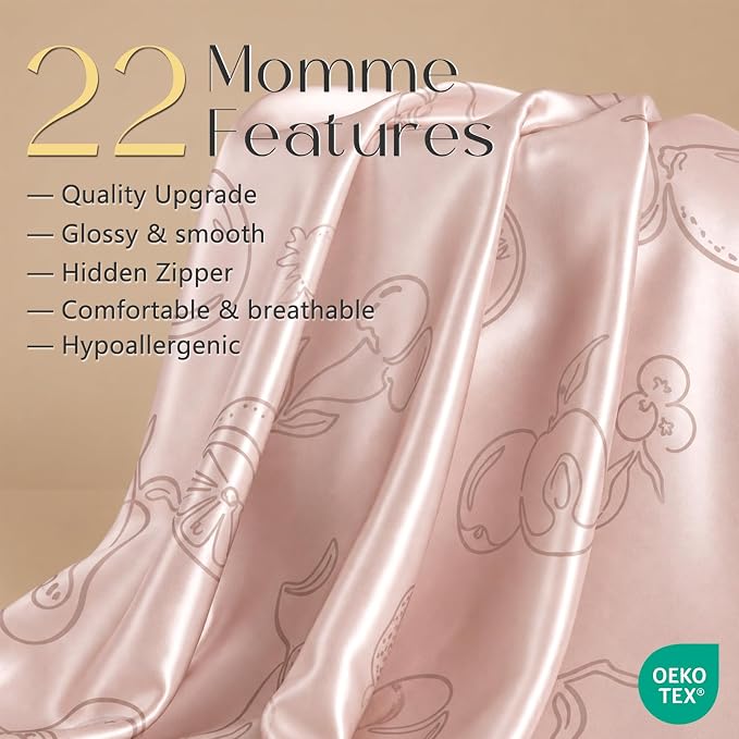 ZIMASILK 22 Momme Silk Pillowcase for Hair and Skin - 100% Pure Mulberry Silk with Hidden Zipper, Grade 6A Luxury Pillow Case, Gift Box, Comes with Pillowcase Mask (Queen 20"x30" Pink Fruit)