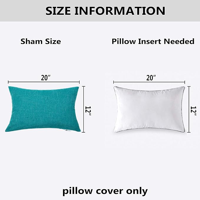 Kevin Textile Decorative Toss Pillow Case Star Faux Linen Cushion Cover for Chair, 12x20-inch (30x50cm), 2 Packs, Peacock Blue