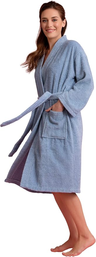 Women's Turkish Terry Kimono Style Bathrobe - 100% Cotton Robe for Women - Comfortable & Absorbent - Soft & Cozy Wear
