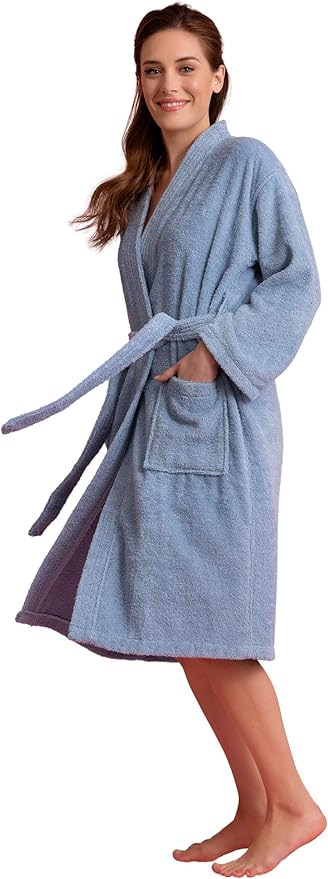 Women's Turkish Terry Kimono Style Bathrobe - 100% Cotton Robe for Women - Comfortable & Absorbent - Soft & Cozy Wear