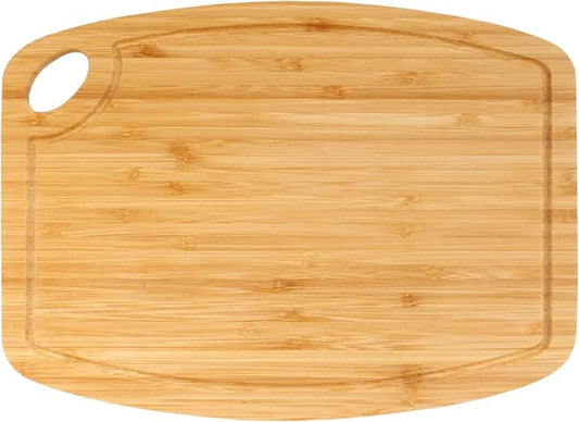 BambooMN Natural Bamboo Cutting Board w/Juice Groove and Hanging Hole - 11.75" x 8.63" x 0.4" - Vertical Cut - 30 Pieces