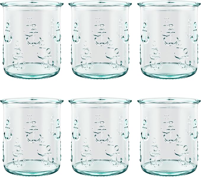 Amici Home – Anchor Anchor DOF Glass - 12 Oz - Green, Set of 6