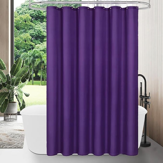 MitoVilla Stall Half Size Shower Curtain Liner, 36 x 72 Inch Fabric Bath Curtain Liner for Modern Hotel, Purple Shower Liners, Washable & Water Repellent