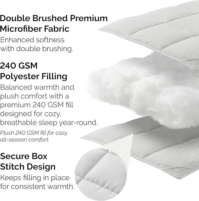 Southshore Fine Living, Inc. Hotel Quality Twin XL Comforter, Down Alternative Grey Comforter Twin Size, Fluffy Bedding Comforters for Dorm Room, Pet Hair Resistant Bedding, Light Grey Comforters