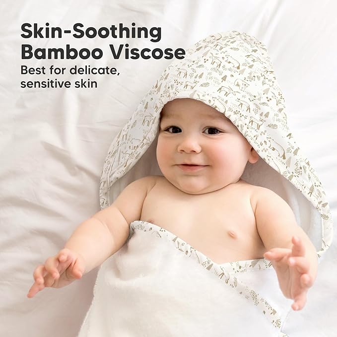 KeaBabies Baby Hooded Towel and Baby Hair Brush - Soft Bath Towels with Hood for Kids and Infant, Wooden Hairbrush with Soft Goat Bristles for Cradle Caps