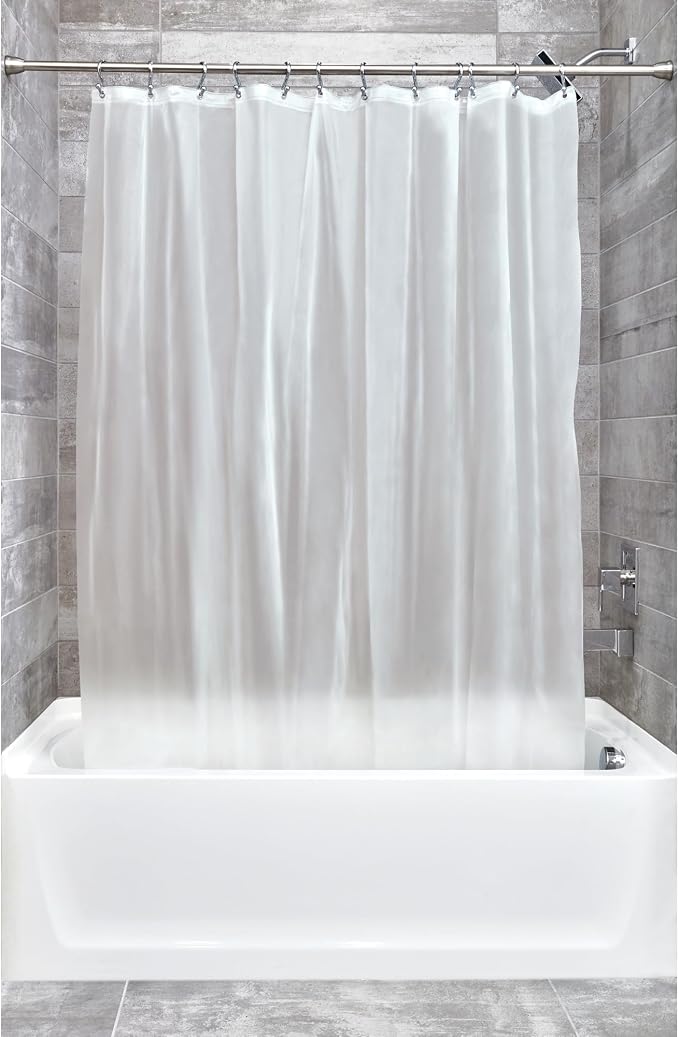 iDesign EVA Plastic Shower Curtain Liner, Mold and Mildew Resistant Plastic Shower Curtain for use Alone or With Fabric Curtain, 54 x 78 Inches, Frost | 54" x 78", 12 Metal Grommets