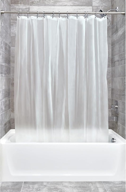 iDesign EVA Plastic Shower Curtain Liner, Mold and Mildew Resistant Plastic Shower Curtain for use Alone or With Fabric Curtain, 54 x 78 Inches, Frost | 54" x 78", 12 Metal Grommets