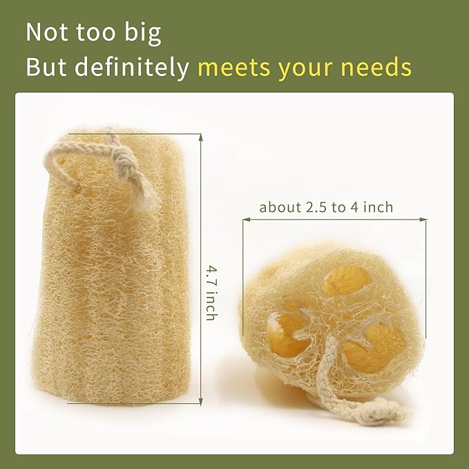 4.7" Natural Loofah Exfoliating Body Scrubber(4Pack),Real Luffa Sponge for Women and Men in Shower