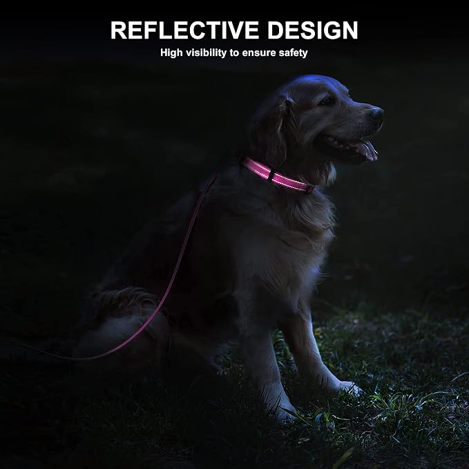 Soft Neoprene Padded Dog Collar and Leash Set for Small Medium Large Dogs, Reflective Durable Nylon Dog Collar with 5ft Leash Easy for Walking, Hot Pink,Neck fit 14.0-23.5’’