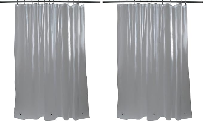 Bath Bliss 2 Pack PVC Standard Shower Curtain Liner | 3G | 70"x72" | Magnetic Hem | Frost