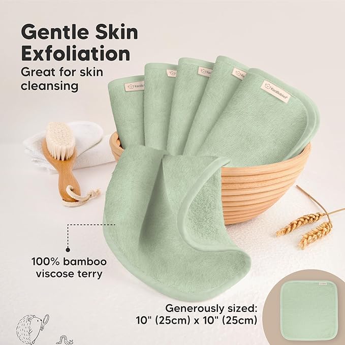 KeaBabies 2-Pack Muslin Hooded Baby Towels for Girls, Boys, and Baby Washcloths for Newborn, Toddlers - 100% Cotton Infant Bath Towel with Hood, Soft & Absorbent Washcloths for Toddlers