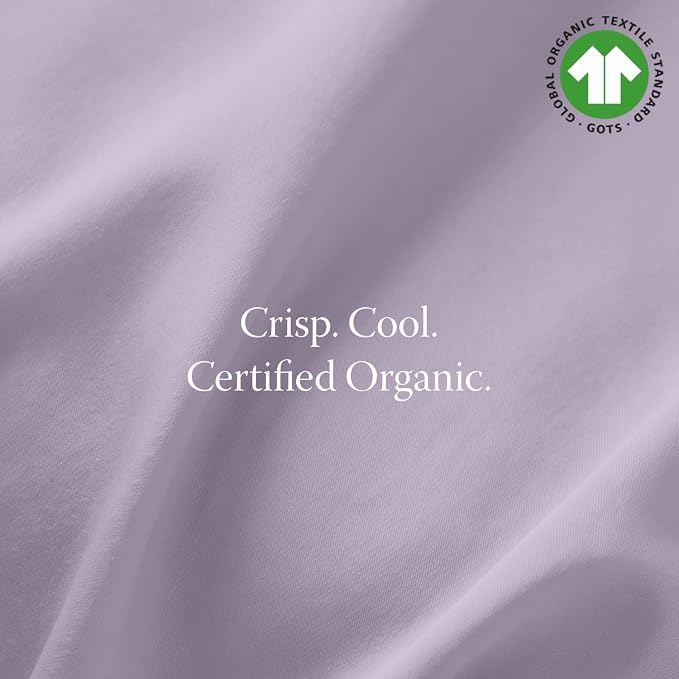 Threadmill Certified by GOTS Organic Cotton Sheets - Twin XL, 3 Piece, Lilac - Ultra Soft, Cooling and Breathable Bed Sheet Set - Lightweight and All-Round Elastic Deep Pocket