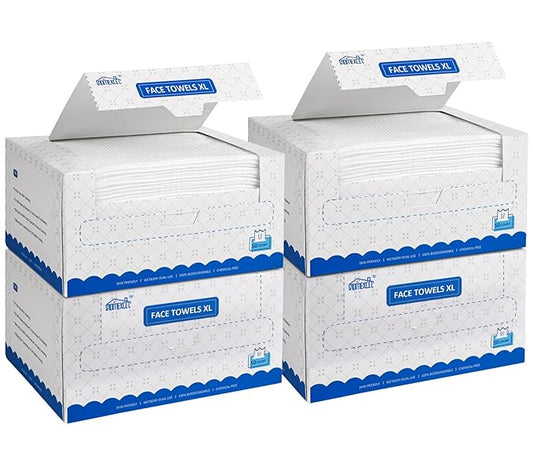 HOMEXCEL Face Towels 200 Count (4 Box), Disposable Makeup Remover Wipes, Super Soft Biodegradable Dry Facial Hand Clean Facial Towels Wash Cloth