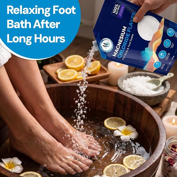 Dead Sea Magnesium Flakes Bath & Foot Soak, Unscented - 5 lb