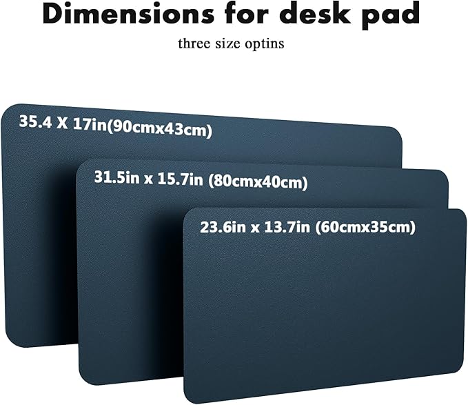 YSAGi Double-Sided Desk Pad, 31.5"x15.7"Leather Desk Mat, Eco Cork Desk Pad Protector,Large Mouse Pad,Waterproof Desk Blotter for Office/Home(Dark Blue)
