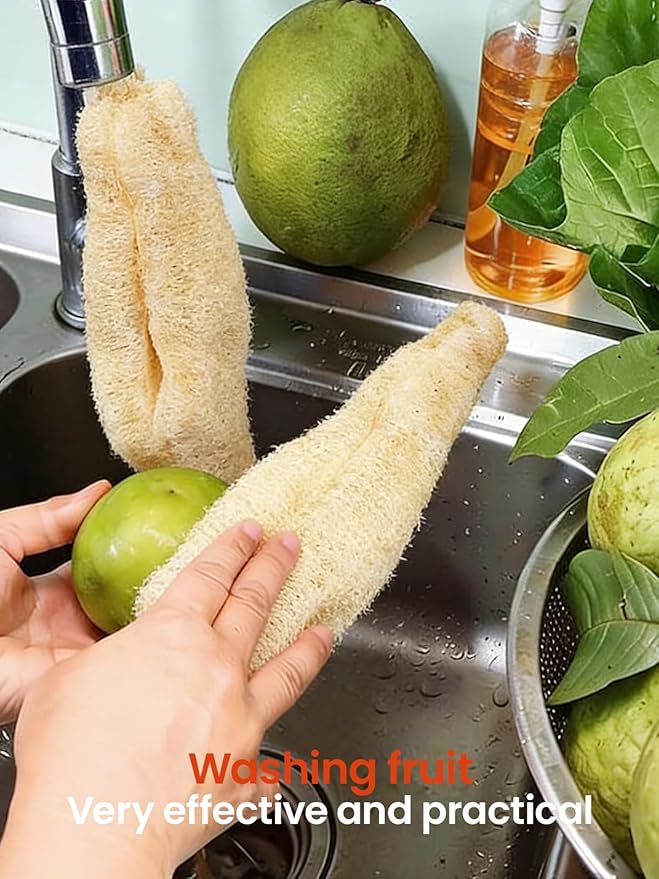 Natural Loofah Sponges, Biodegradable, Plastic-Free Scrubbers for Dishwashing, Shower, Kitchen & Body – Zero Waste Cleaning Pads - 1pcs Original Shape