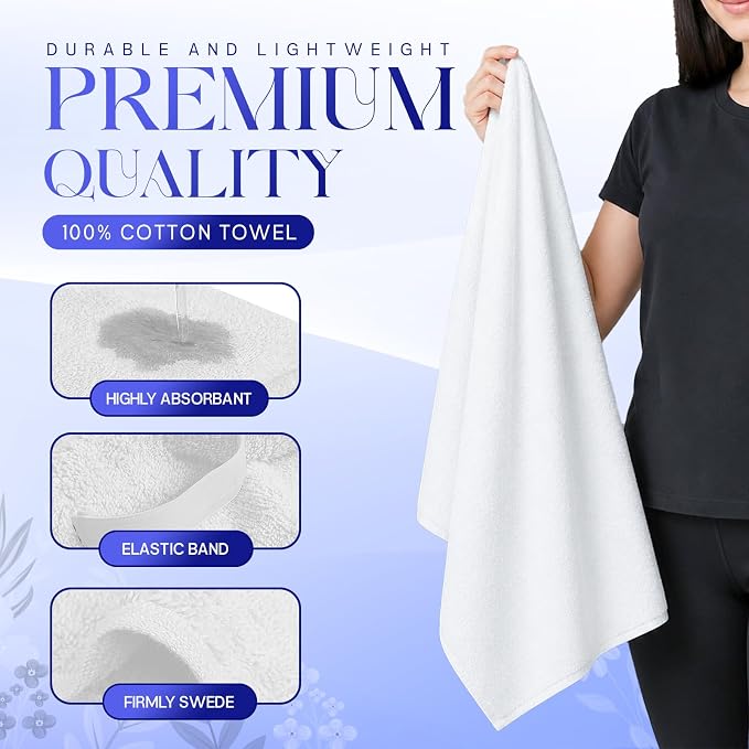 Lili&James Cotton Hair Towel Wrap for Women/Kids | Quick Dry, Soft & Absorbent Hair Wrap Towels with Double Button (Pack of 1, White Large)