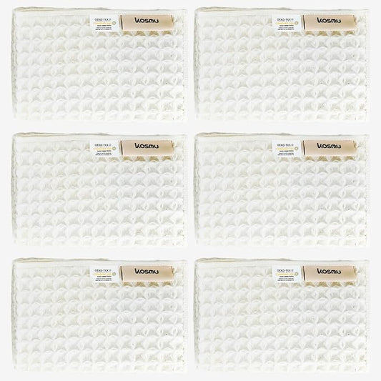 Luxury Organic Japanese Cotton Waffle Bath Towel | Thick, Absorbent, Quick Dry Bathroom Towels for Shower, Sauna, Onsen| Hotel & Spa Quality, Gift-Ready (Shell White, Face Towel (6 Pack))