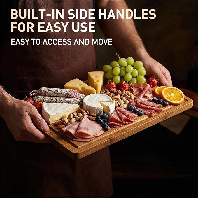 3 Pack Bamboo Cutting Board Set with Non Slip Feet Solid Wood Cutting Boards for Kitchen Non Toxic Wooden Chopping Boards Small Plastic Free Butcher Block Hardwood Serving Cheese Charcuterie Board