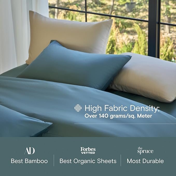 DOZ Sheet Set, 100% Viscose derived from Bamboo, Organically Grown, Buttery Soft, Cooling Sheets, High GSM, Deep Pockets - 3 Piece - 2 Pillowcases 1 Fitted Sheet (Teal, Cal King)