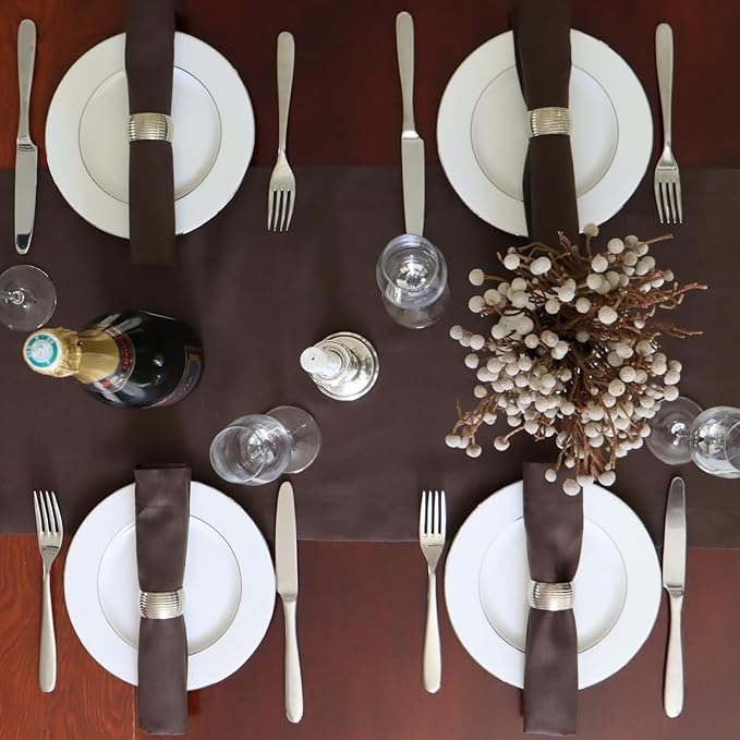 Huddleson Chocolate Brown Linen Napkin 20x20 (Set of Four) Luxury Italian Linen Napkin Sewn in US