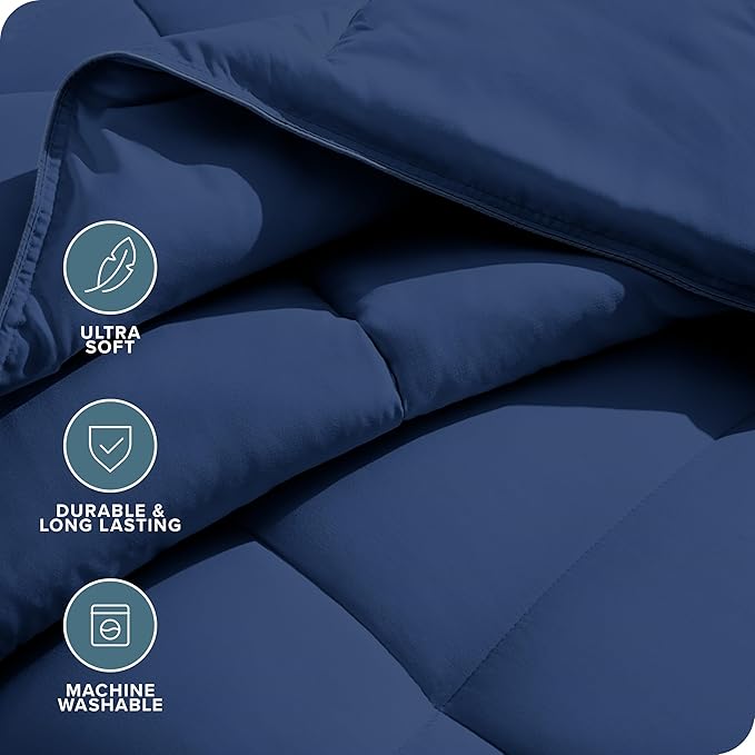 Bare Home Duvet Insert Comforter - King/California King - Goose Down Alternative - Ultra-Soft - Premium 1800 Series - All Season Warmth - Bedding Comforter (King/Cal King, Dark Blue)