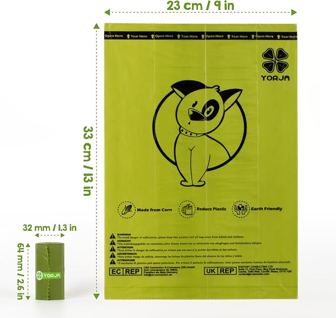Dog Poop Bags Rolls, 720 Pet Waste Bags, 100% Leak Proof Extra Thick and Strong Corn Starch Blend