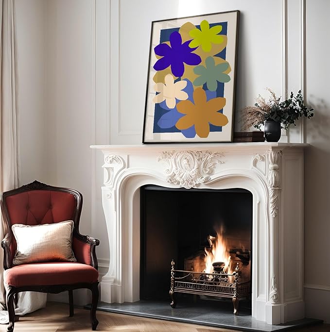 Monem Art Colorful Abstract Floral Shapes Print - Modern Minimalist Flower Art Poster - Wall Decor for Living Room, Bedroom or Office - 16x20 Unframed Wall Art by Rs Lab Studio
