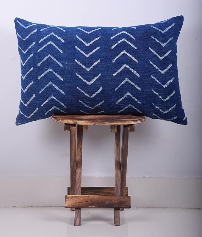 Trade Star Handmade Cushion Cover Decorative Spring Pillow Cover 100% Cotton Throw Pillow Case Indian Mudcloth Lumbar Pillows Ethnic Oblong Pillow Shams (Indigo Phoenix 14X22 INCHES)
