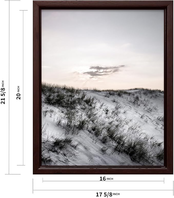 Monem Art Snowy Sand Dunes Landscape Print - Minimalist Winter Nature Poster - Wall Decor for Living Room, Bedroom or Office - 16x20 Brown Framed CANVAS Wall Art by Mareike Bohmer