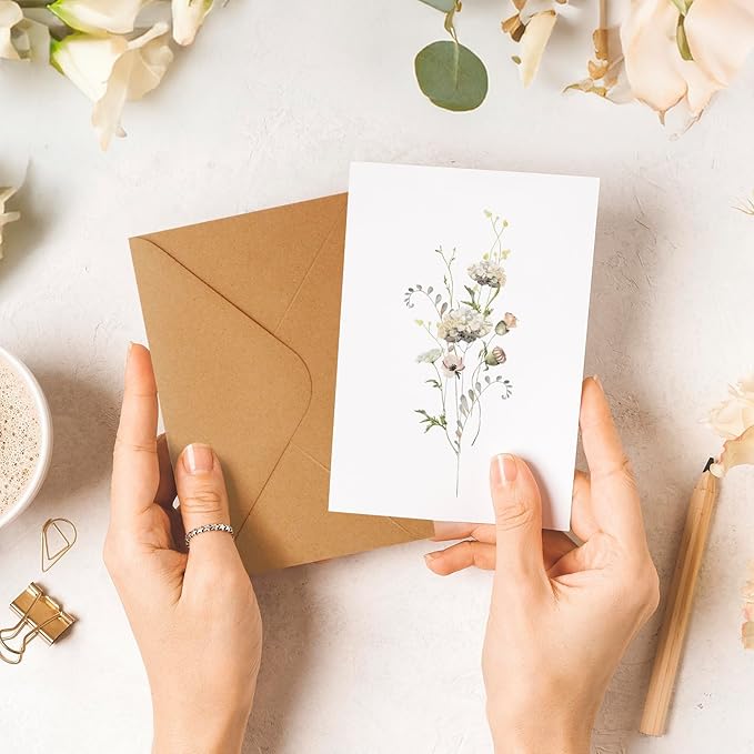 Blank Cards and Envelopes 32 Pack Blank Greet Cards, Beautiful Blank Note Card, Perfect Stationary Set For All Occasions, 8 Assorted Floral Designs, 4" x 6"