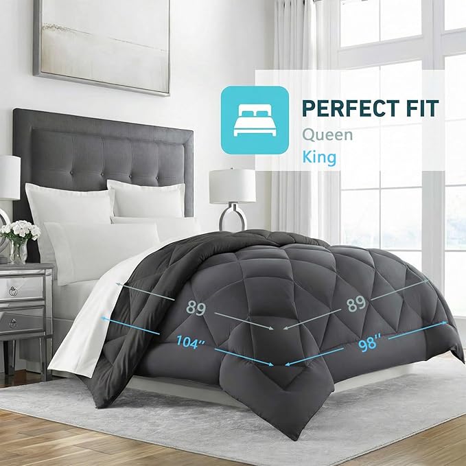 King/Cal King Duvet Insert, Down Alternative Comforter, All-Season, Ultra Soft Microfiber, Machine Washable, Corner Tabs, 104" x98
