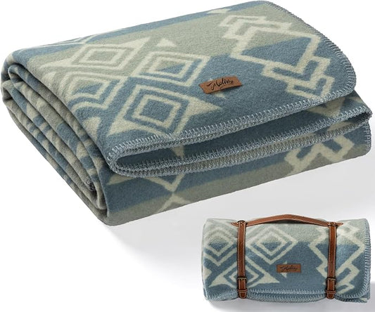 Molithe 100% Wool Blanket, 62" x 86", Warm, Thick, Washable, Military | Great for Camping, Outdoors, Sporting Events, Survival Kits Sky Blue