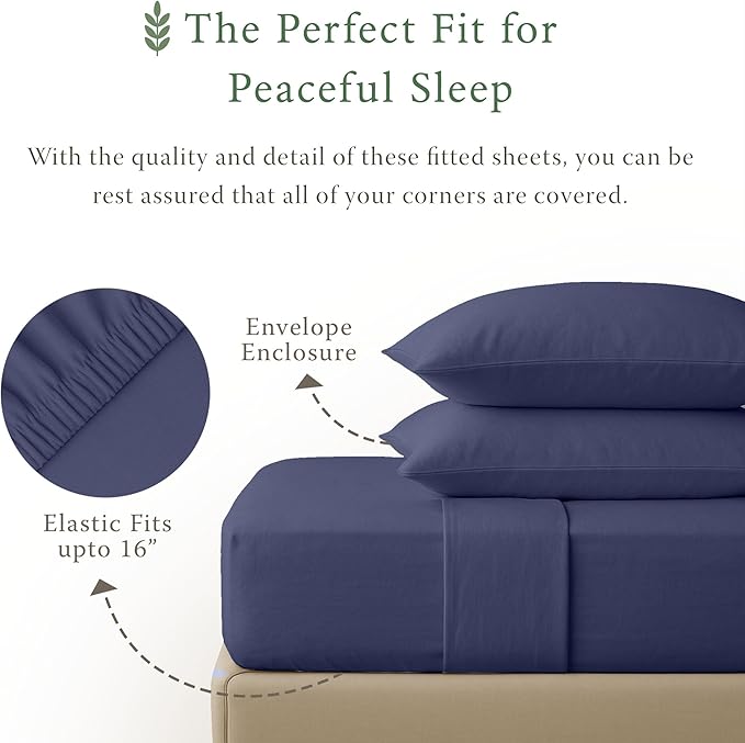 Threadmill Luxury Organic Cotton Sheets - Certified by GOTS - King, 4 Piece, Folkstone Blue - Breathable - Premium Sheet Set - Smooth and Cool Bedding with Perfect Elastic Deep Pocket Fit