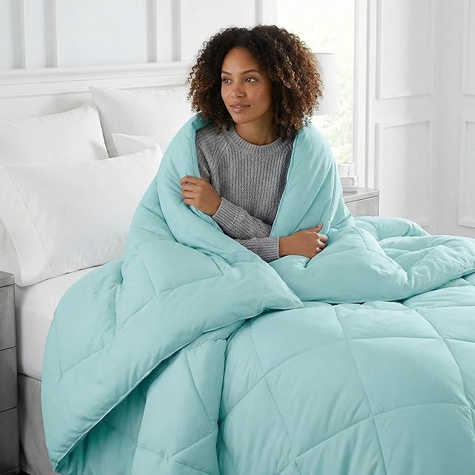 Full/Queen Comforter Insert, All Season Down Alternative, Box Stitching, Lightweight Corner Tabs, 89"x89", Gray