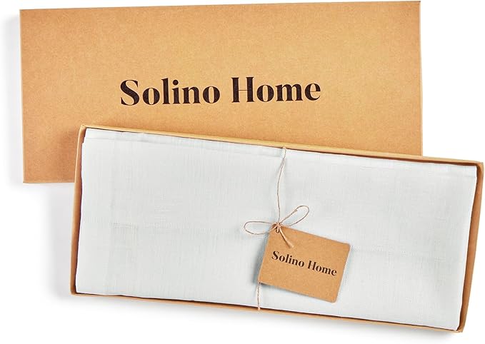 Solino Home 100% Pure Linen Sheer Curtain 24 Inches - European Flax White Curtain 52 x 24 Inch - Light Filtering Rod Pocket Window Treatment Panel for Kitchen, Cafe, Bedroom, Living Room - 1 Panel