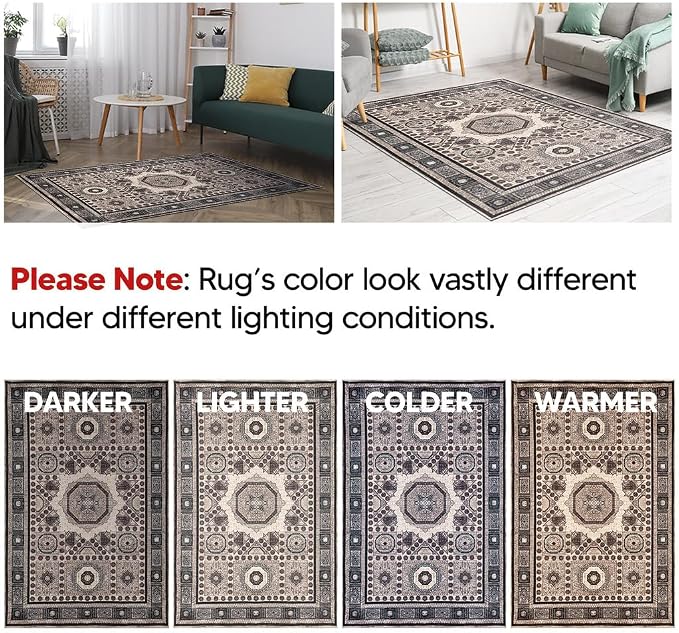 Keen Home Design 30"x84" Rug - Machine Washable Runner Rug with Non-Slip Backing, Ideal for Hallway, Entryway, Kitchen, Laundry Room - Vintage, Easy Clean, Durable, Low Pile Rug - (2'6" x 7')