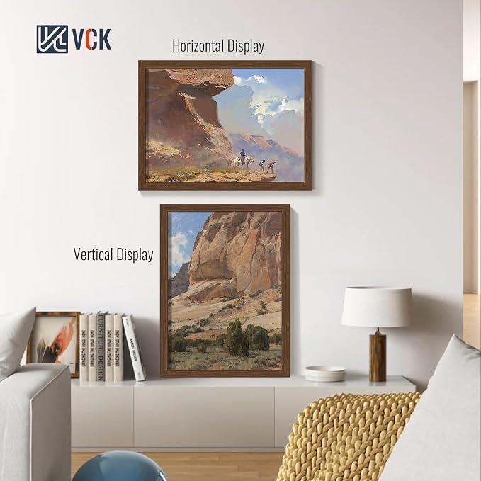 VCK 18x24 Frames Brown 3 Pack, Wide Border Wood, Display 16x20 Picture Photo with Mat or 18 x 24 without, for Home, Office, Gallery, Woodgrain Series, Wall Hanging