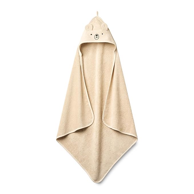 Hooded Baby Towel – 100% Organic Cotton Baby Bath Towels – Baby Boy and Girl Newborn Essentials - Super-Soft and Absorbent. (Bear Fog)