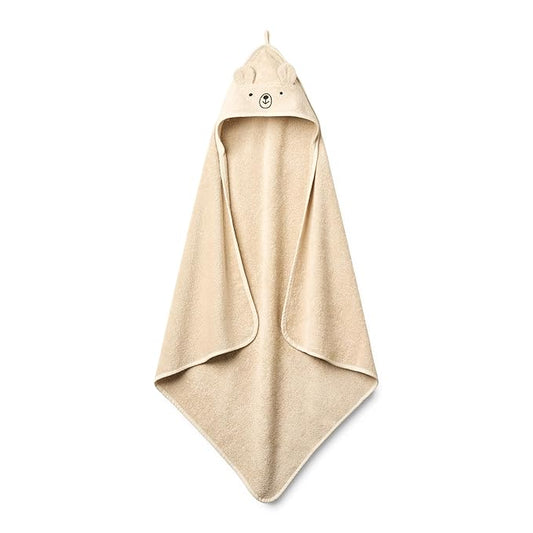 Hooded Baby Towel – 100% Organic Cotton Baby Bath Towels – Baby Boy and Girl Newborn Essentials - Super-Soft and Absorbent. (Bear Fog)