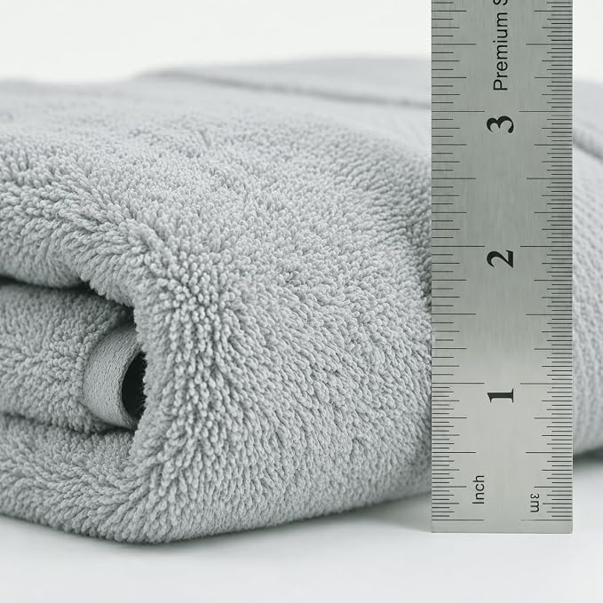 Maisonette Elegance 100% Organic Cotton Turkish Bathroom Towels Set, Ideal Quick Dry Luxury Washcloths, Hand & Large Luxury Bath Towels for Shower (6 Pack), Light Gray (Shore)